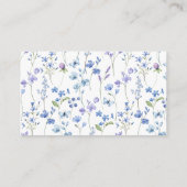 Blauwe Wildbloem Baby shower Luier Raffle Informatiekaartje (Achterkant)