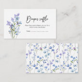 Blauwe Wildbloem Baby shower Luier Raffle Informatiekaartje (Voorkant / Achterkant)
