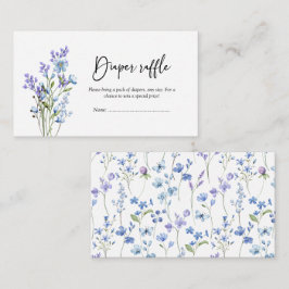 Blauwe Wildbloem Baby shower Luier Raffle Informatiekaartje