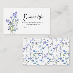 Blauwe Wildbloem Baby shower Luier Raffle Informatiekaartje