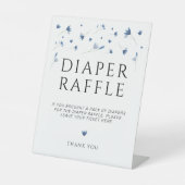 Blauwe Wildbloem Baby shower Luier Raffle Reclamebord Met Voetstuk (Voorkant)