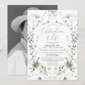 Blauwe Wildbloem begrafenismonument Kaart (Voorkant / Achterkant)