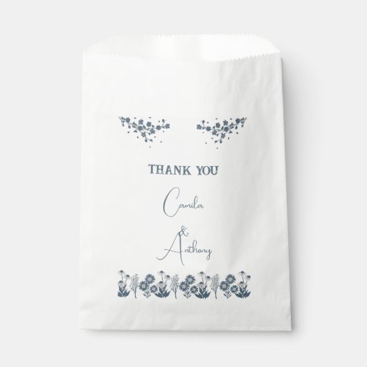 Blauwe Wildbloem Bloemen Boho Bruiloft Bedankzakje (Voorkant)