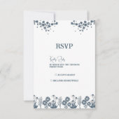 Blauwe Wildbloem Bloemen Boho Bruiloft RSVP Kaartje (Voorkant)