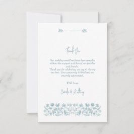 Blauwe Wildbloem Boho bruiloft Bedankkaart