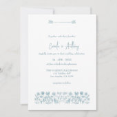 Blauwe Wildbloem Boho bruiloft Kaart (Voorkant)