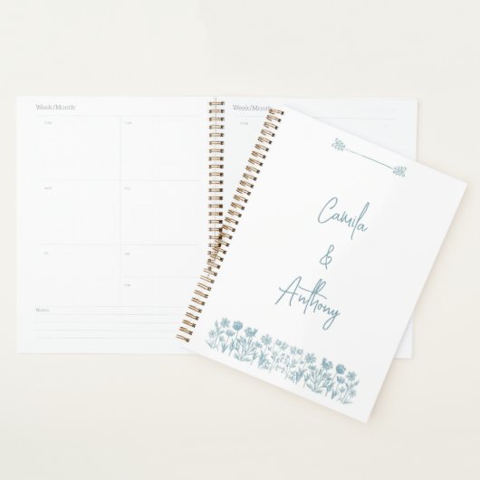 Blauwe Wildbloem Boho bruiloft Planner (Display)