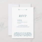 Blauwe Wildbloem Boho bruiloft RSVP Kaartje (Voorkant)