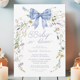 Blauwe Wildbloem Bow Baby in Bloom Baby shower Kaart