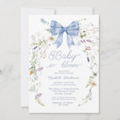 Blauwe Wildbloem Bow Baby in Bloom Baby shower Kaart (Voorkant)