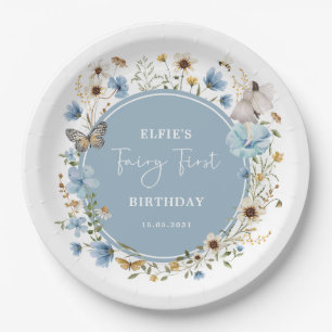 Blauwe Wildbloem Fairy Prinses Verjaardag Tea Part Papieren Bordje