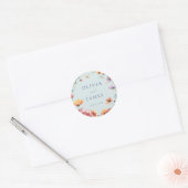 Blauwe Wildbloem krans Zomer bruiloft Ronde Sticker (Envelop)