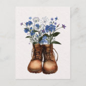 Blauwe Wildbloem Wandelschoenen Outdoor Briefkaart (Voorkant)