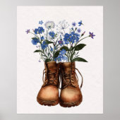 Blauwe Wildbloem Wandelschoenen Outdoor Poster (Voorkant)