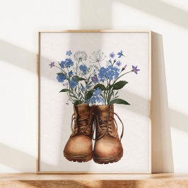 Blauwe Wildbloem Wandelschoenen Outdoor Poster