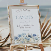 Blauwe Wildbloemen Baby shower Hoeveel Snoepjes sp Poster