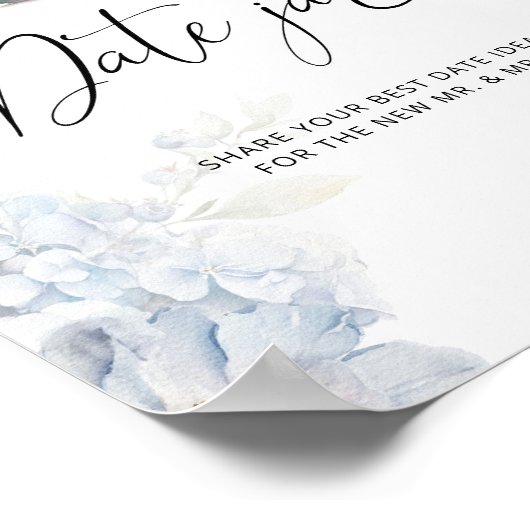 Blauwe Wildbloemen bruids date nacht ideeën Date j Poster (Hoek)