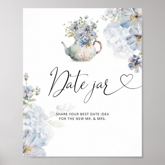 Blauwe Wildbloemen bruids date nacht ideeën Date j Poster (Voorkant)