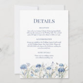 Blauwe Wildbloemen Bruiloft Details Behuizing Kaar Kaart (Voorkant)