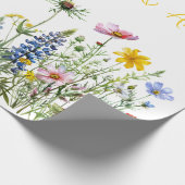 Blauwe Wildbloemen Bruiloft/douche Gefeliciteerd Cadeaupapier (Hoek)