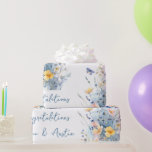 Blauwe Wildbloemen Bruiloft/douche Gefeliciteerd Cadeaupapier<br><div class="desc">Prachtige blauwe wilde bloemen ook gepersonaliseerd met de namen van bruid en bruidegom. Ontworpen voor vrijgezellenfeest of huwelijk,  jubileum en dergelijke.</div>