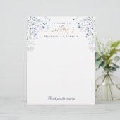 Blauwe Wildbloemen bruiloft welkom briefhoofd (Staand voorkant)