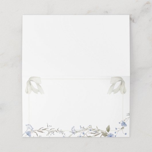 Blauwe Wildbloemen Coquette Bow Food Label of Plaatskaartje (Buitenkant ongevouwen)