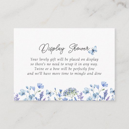 Blauwe Wildbloemen Delicate Bloemen Display Douche Informatiekaartje (Voorkant)