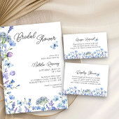 Blauwe Wildbloemen Delicate Bloemen Display Douche Informatiekaartje