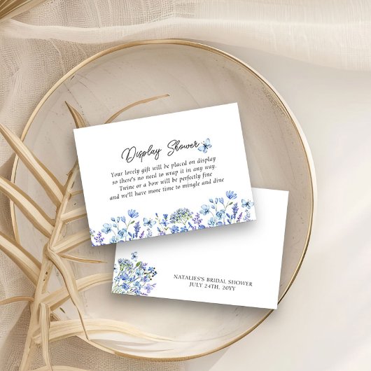 Blauwe Wildbloemen Delicate Bloemen Display Douche Informatiekaartje