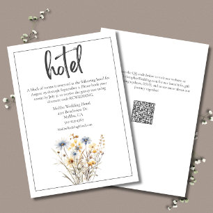 Blauwe Wildbloemen Elegant Formele Bruiloft Hotel Informatiekaartje