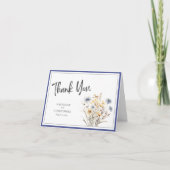 Blauwe Wildbloemen Elegante Formele Bruiloft Foto Bedankkaart (Voorkant)