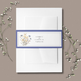 Blauwe Wildbloemen Elegante formele bruiloft Uitnodigingen Wikkel