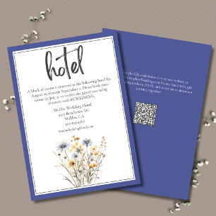 Blauwe Wildbloemen Formele Elegante Huwelijkshotel Informatiekaartje