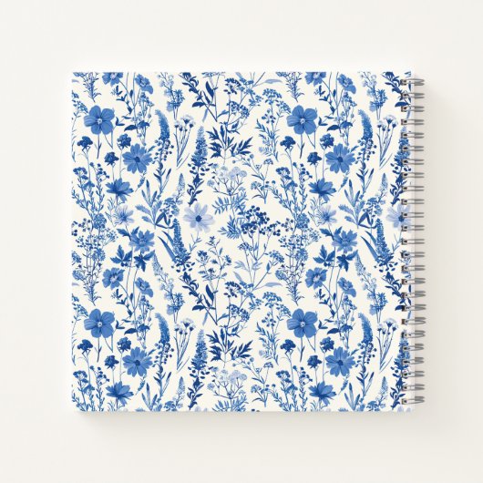  Blauwe Wildbloemen Gepersonaliseerde Bloemen Notitieboek (Achterkant)