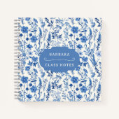  Blauwe Wildbloemen Gepersonaliseerde Bloemen Notitieboek (Voorkant)