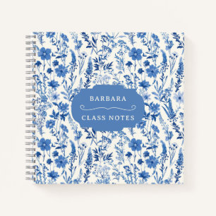 Blauwe Wildbloemen Gepersonaliseerde Bloemen Notitieboek