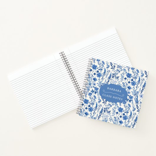  Blauwe Wildbloemen Gepersonaliseerde Bloemen Notitieboek (Binnen)