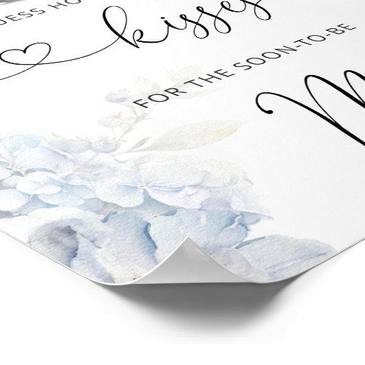 Blauwe Wildbloemen hoeveel kussen vrijgezellenfees Poster (Hoek)