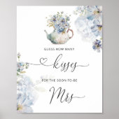 Blauwe Wildbloemen hoeveel kussen vrijgezellenfees Poster (Voorkant)