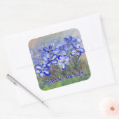 Blauwe Wildbloemen in een veld Fine Art Schilderij Vierkante Sticker (Envelop)