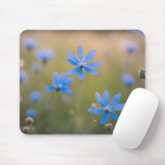 Blauwe Wildbloemen in Meadow Muismat (Met muis)