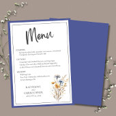 Blauwe Wildbloemen Modern Elegant Bloemen Bruiloft Menu