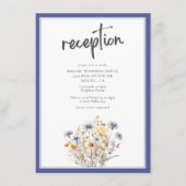 Blauwe Wildbloemen Moderne elegante bruiloft recep Informatiekaartje (Voorkant)
