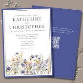Blauwe Wildbloemen Moderne Elegante Formele Bruilo Kaart