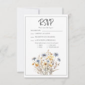 Blauwe Wildbloemen Moderne Elegante Formele Bruilo RSVP Kaartje (Voorkant)