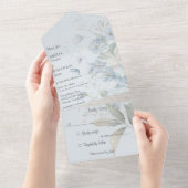 Blauwe Wildbloemen op Bord Blauw All In One Uitnodiging (Afscheurbaar)