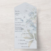 Blauwe Wildbloemen op Bord Blauw All In One Uitnodiging (Binnen)