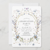 Blauwe Wildbloemen Waterverf Afstuderen Kaart (Voorkant)