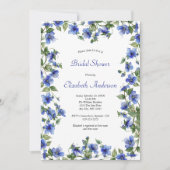 Blauwe Wildbloemen Waterverf Elegant Vrijgezellenf Kaart (Voorkant)